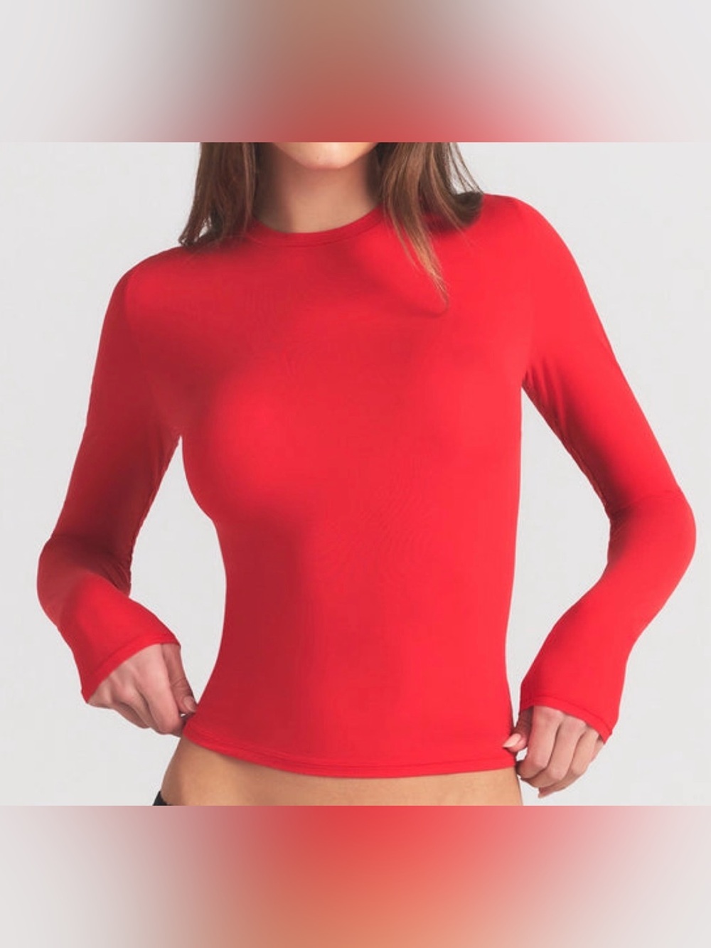 ❤️ SKIMS Fits Everybody Long Sleeve T-Shirt | Cherry | M | NWT 🏷️